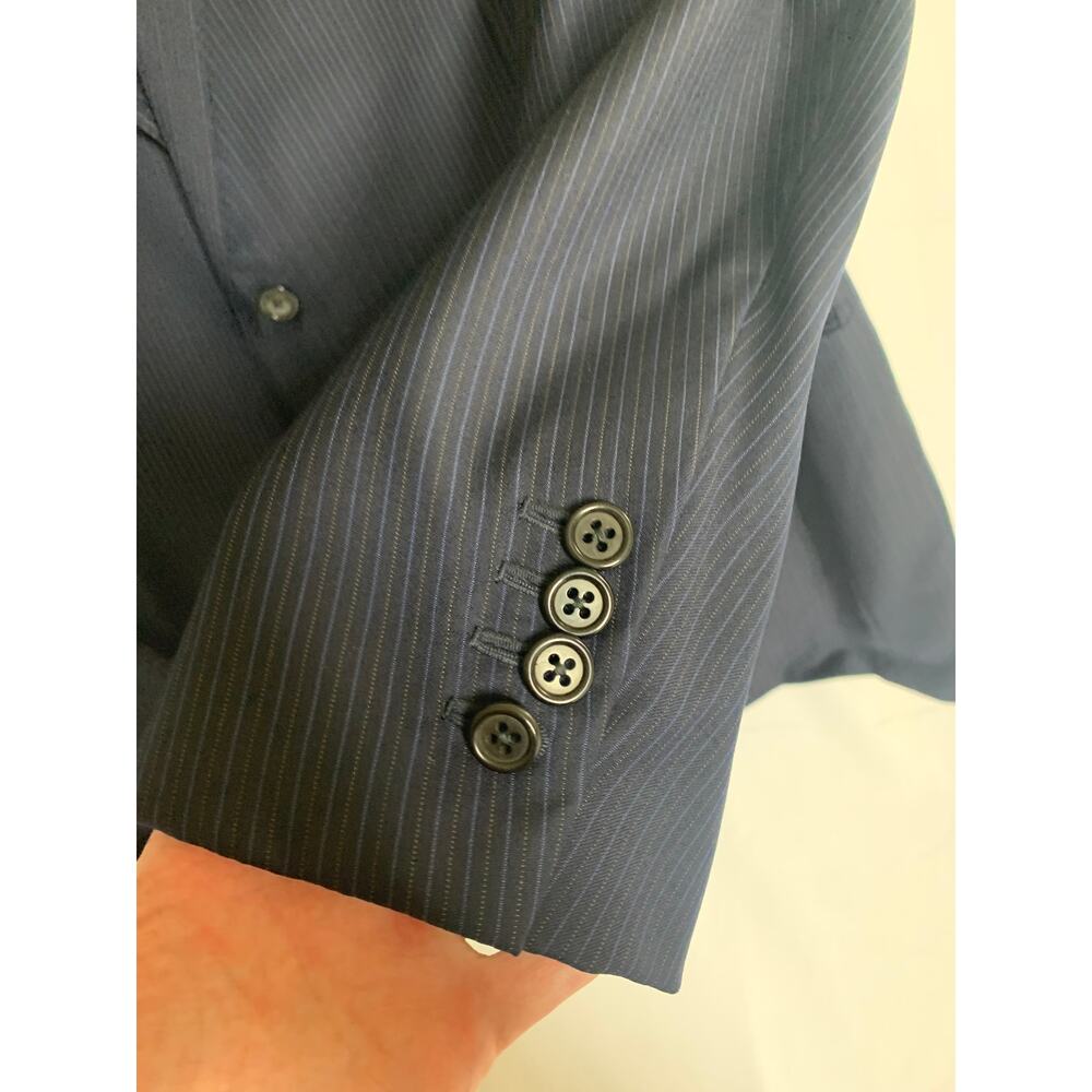 Hickey Freeman x Loro Piana 100% Worsted Wool Navy Pinstripe 2-Piece Suit 44L - Picture 10 of 16